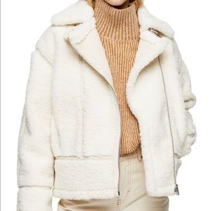 Topshop Shearling Biker Jacket